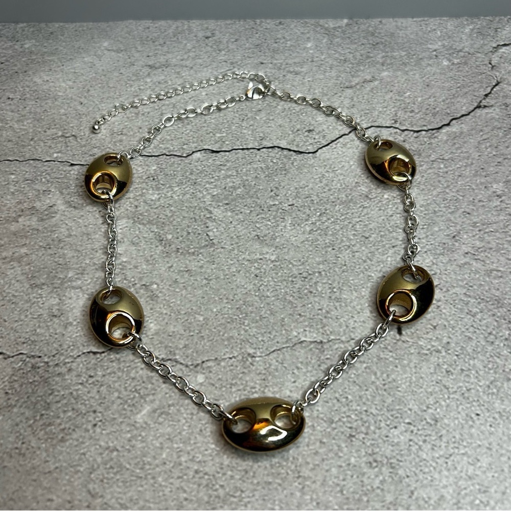 Unique Gold and Silver Tone Necklace